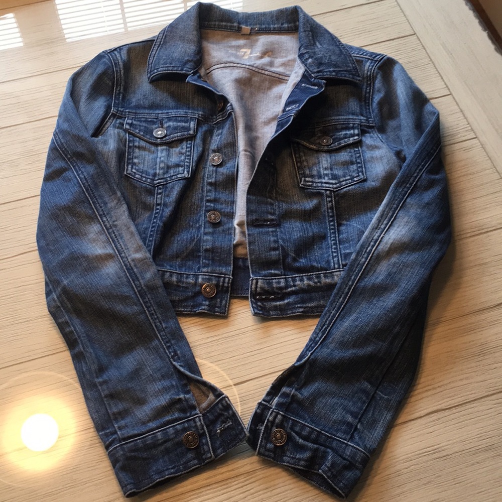 7 For All Mankind Cropped Leather Jacket